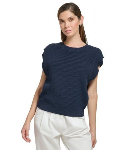 Women's Cotton Cap-Sleeve Sweater Twilight $23.03 Sweaters