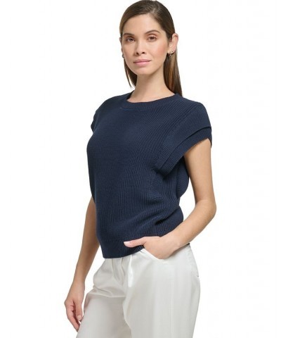 Women's Cotton Cap-Sleeve Sweater Twilight $23.03 Sweaters