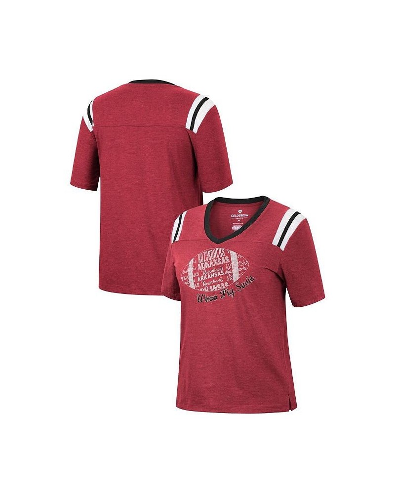 Women's Heathered Cardinal Arkansas Razorbacks 15 Min Early Football V-Neck T-shirt Cardinal $23.51 Tops