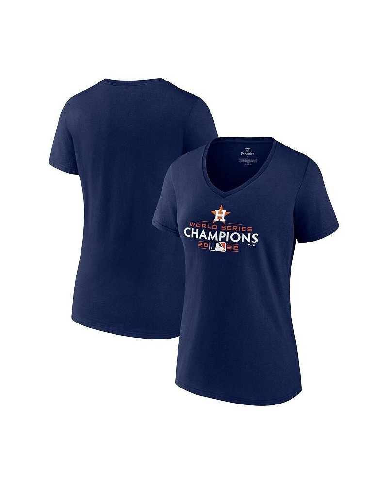 Women's Branded Navy Houston Astros 2022 World Series Champions Logo Plus Size V-Neck T-shirt Navy $22.00 Tops