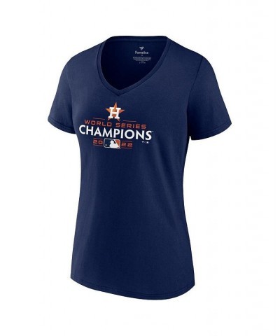 Women's Branded Navy Houston Astros 2022 World Series Champions Logo Plus Size V-Neck T-shirt Navy $22.00 Tops