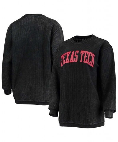 Women's Black Texas Tech Red Raiders Comfy Cord Vintage-Like Wash Basic Arch Pullover Sweatshirt Black $43.19 Sweatshirts