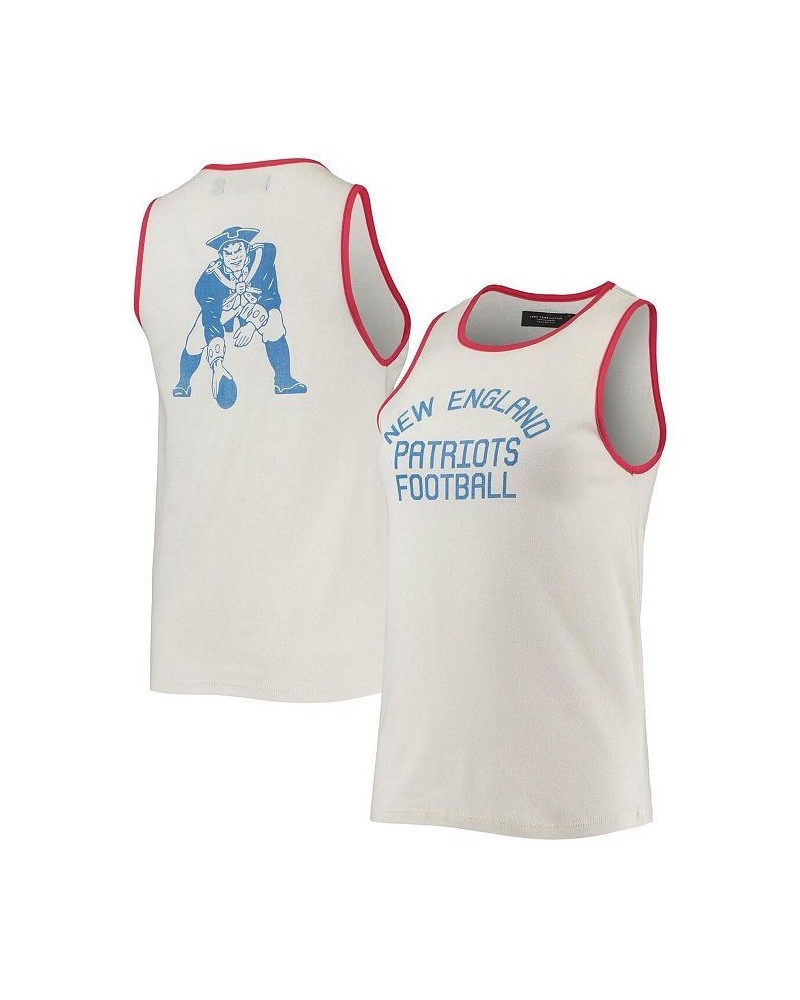 Women's White and Red New England Patriots Throwback Pop Binding Scoop Neck Tank Top White, Red $22.00 Tops