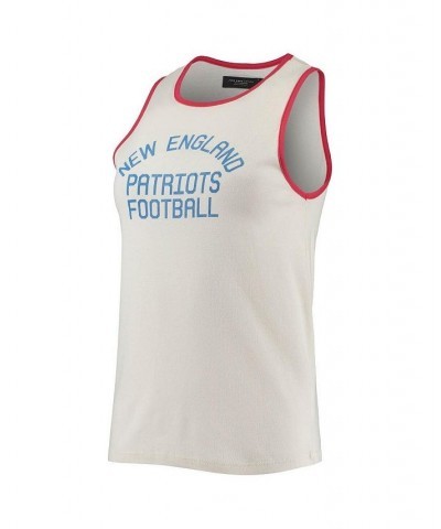 Women's White and Red New England Patriots Throwback Pop Binding Scoop Neck Tank Top White, Red $22.00 Tops