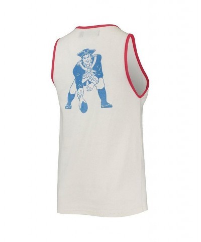 Women's White and Red New England Patriots Throwback Pop Binding Scoop Neck Tank Top White, Red $22.00 Tops