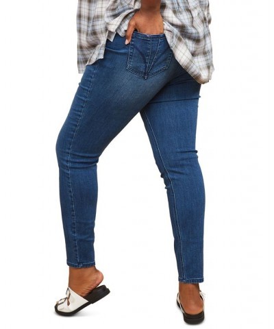 Indigo Blue Plus Size Super Stretch Skinny Maternity Jeans Medium Wash $24.94 Jeans