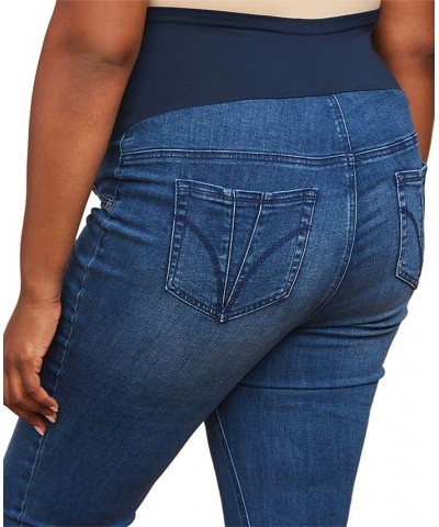 Indigo Blue Plus Size Super Stretch Skinny Maternity Jeans Medium Wash $24.94 Jeans