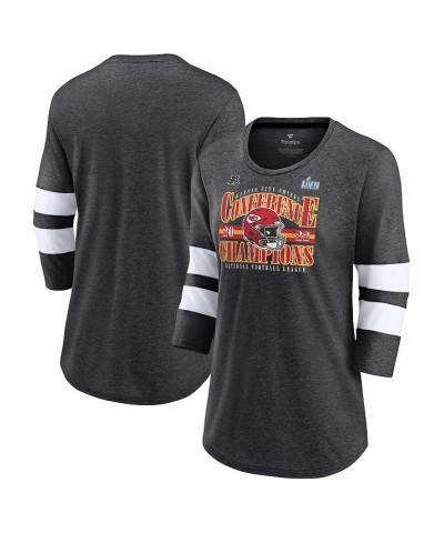 Women's Branded Heather Charcoal Kansas City Chiefs 2022 AFC Champions Banner Worthy Tri-Blend 3/4-Sleeve T-shirt Gray $32.99...