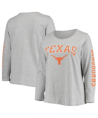 Women's Heathered Gray Texas Longhorns Plus Size Campus Arch Logo 2-Hit Scoop Neck Long Sleeve T-shirt Heathered Gray $31.89 ...