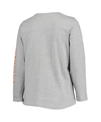 Women's Heathered Gray Texas Longhorns Plus Size Campus Arch Logo 2-Hit Scoop Neck Long Sleeve T-shirt Heathered Gray $31.89 ...