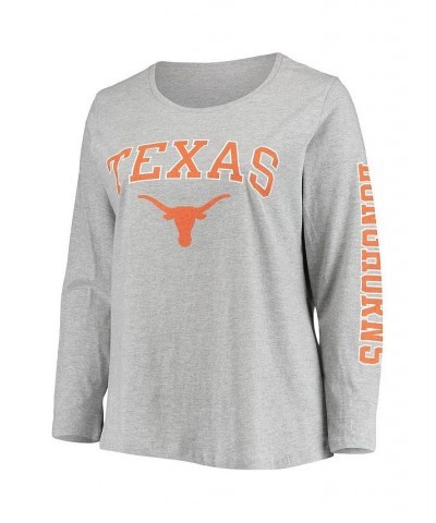 Women's Heathered Gray Texas Longhorns Plus Size Campus Arch Logo 2-Hit Scoop Neck Long Sleeve T-shirt Heathered Gray $31.89 ...