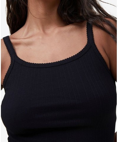 Women's Ava Picot Trim Cami Black $14.40 Tops