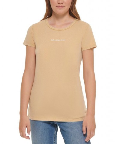 Calvin Klein Women’s Cotton Iconic Logo T-Shirt Travertine $13.38 Tops