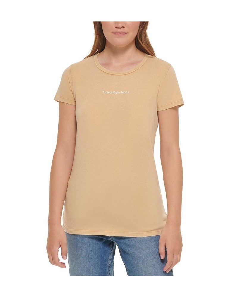 Calvin Klein Women’s Cotton Iconic Logo T-Shirt Travertine $13.38 Tops