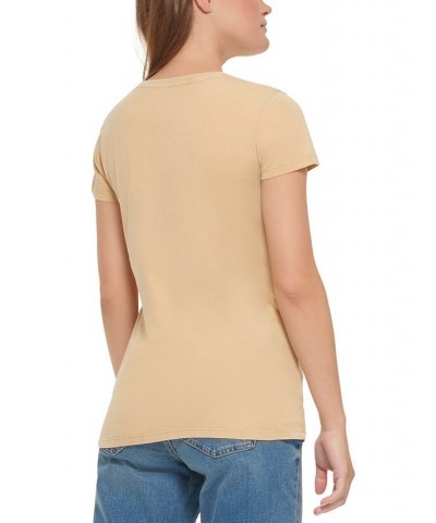 Calvin Klein Women’s Cotton Iconic Logo T-Shirt Travertine $13.38 Tops