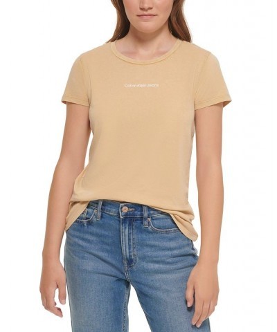 Calvin Klein Women’s Cotton Iconic Logo T-Shirt Travertine $13.38 Tops