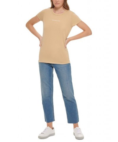 Calvin Klein Women’s Cotton Iconic Logo T-Shirt Travertine $13.38 Tops