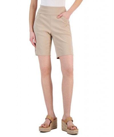 Women's Mid Rise Pull-On Bermuda Shorts Tan/Beige $17.15 Shorts