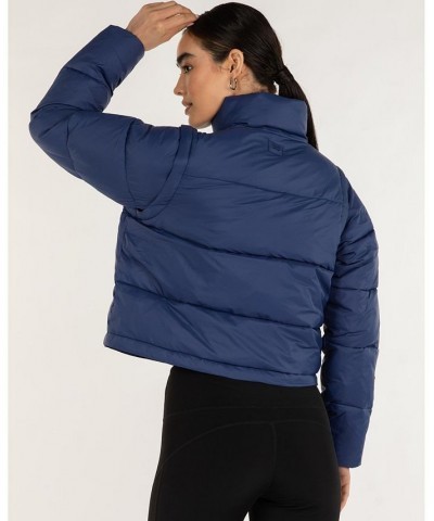 On The Go Puffer Convertible Jacket Vest for Women Blue $114.40 Jackets