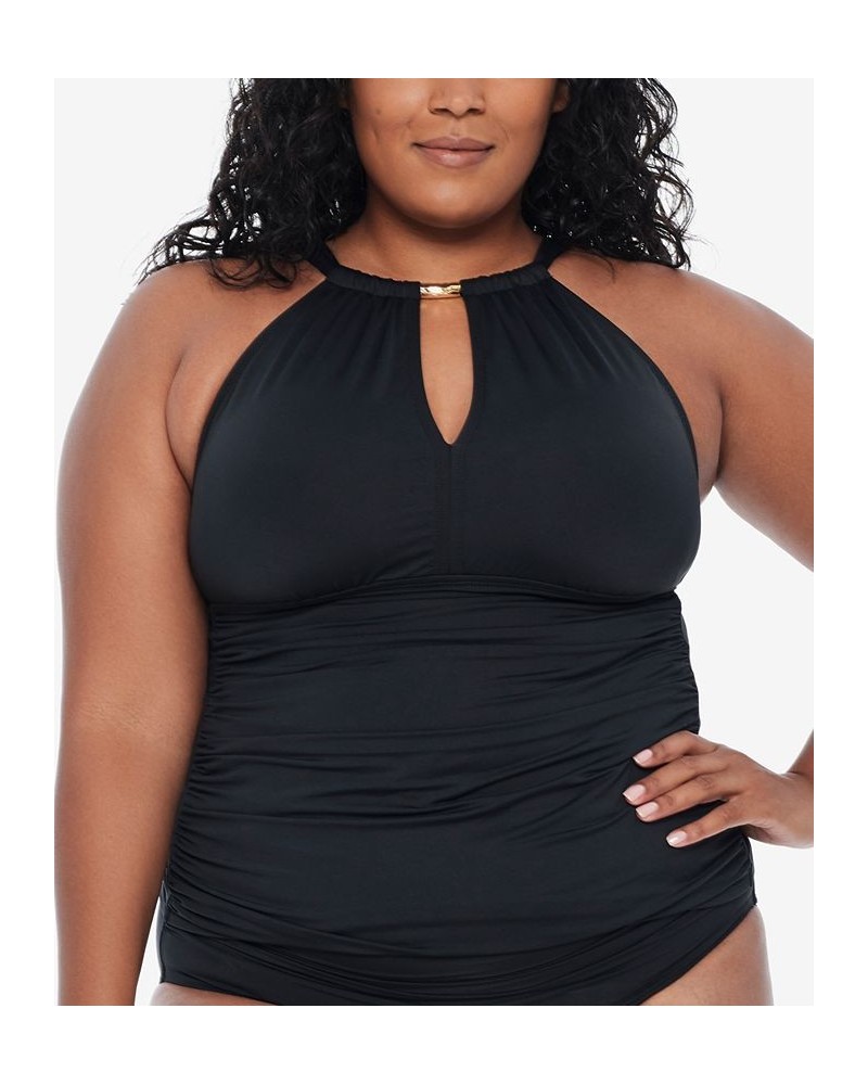 Plus Size High Neck Tankini Black $49.40 Swimsuits