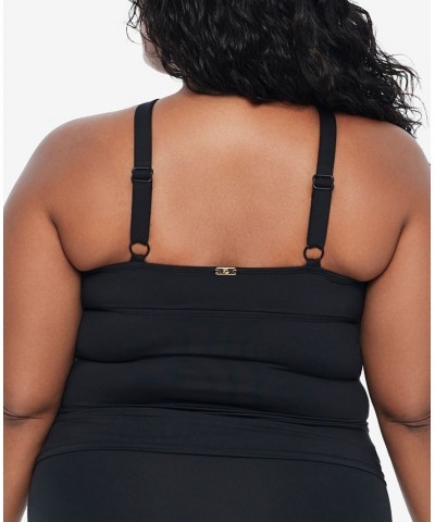 Plus Size High Neck Tankini Black $49.40 Swimsuits