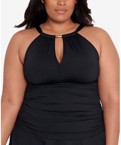 Plus Size High Neck Tankini Black $49.40 Swimsuits