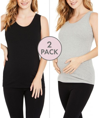 BumpStart Maternity Tank Top Two-Pack Black And White $16.00 Tops