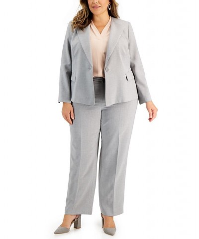 Plus Size Kate One-Button Straight-Leg Pantsuit Gray $55.90 Suits