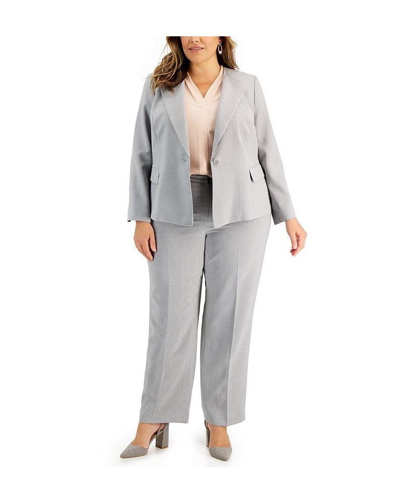 Plus Size Kate One-Button Straight-Leg Pantsuit Gray $55.90 Suits