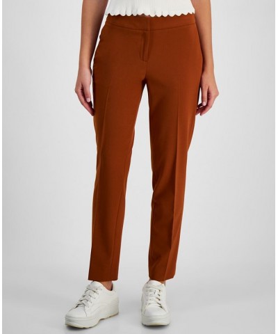 Women's Bi-Stretch Mid-Rise Ankle Pants Orange $32.72 Pants