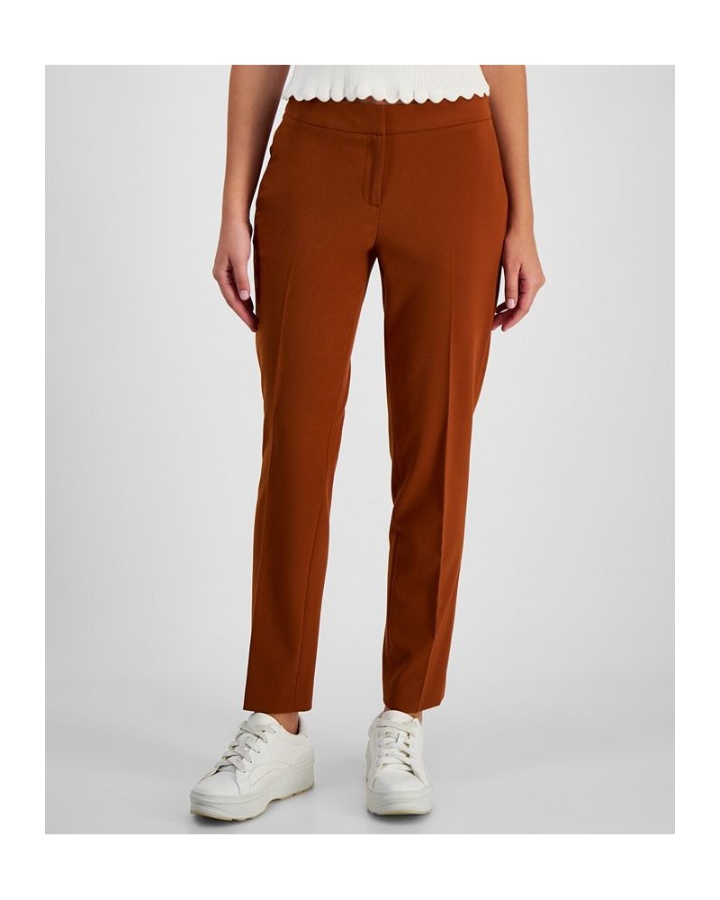 Women's Bi-Stretch Mid-Rise Ankle Pants Orange $32.72 Pants