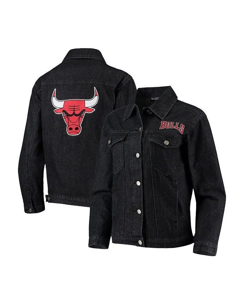 Women's Black Chicago Bulls Patch Denim Button-Up Jacket Black $49.95 Jackets