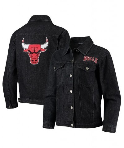 Women's Black Chicago Bulls Patch Denim Button-Up Jacket Black $49.95 Jackets