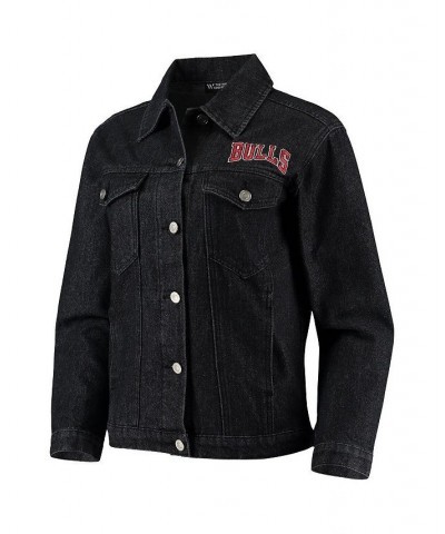 Women's Black Chicago Bulls Patch Denim Button-Up Jacket Black $49.95 Jackets