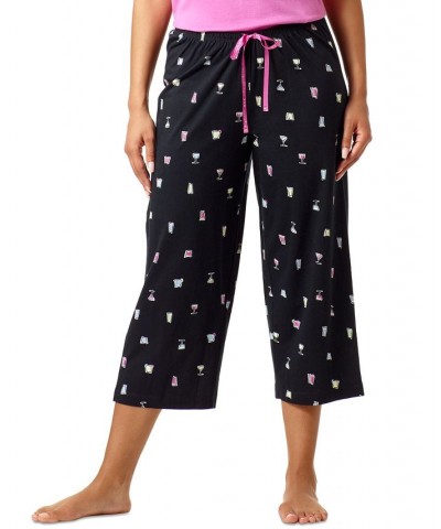 Women's Sleepwell Printed Knit Capri Pajama Pant Made with Temperature Regulating Technology Black $19.20 Sleepwear