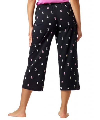 Women's Sleepwell Printed Knit Capri Pajama Pant Made with Temperature Regulating Technology Black $19.20 Sleepwear