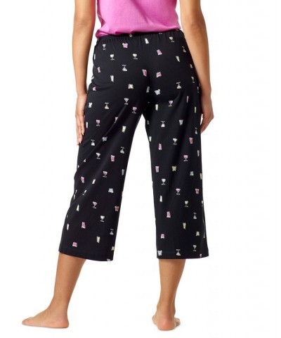 Women's Sleepwell Printed Knit Capri Pajama Pant Made with Temperature Regulating Technology Black $19.20 Sleepwear