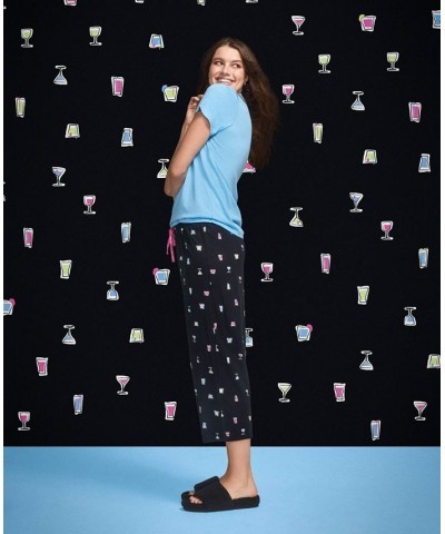 Women's Sleepwell Printed Knit Capri Pajama Pant Made with Temperature Regulating Technology Black $19.20 Sleepwear