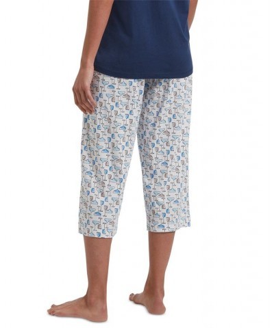 Women's Sleepwell Printed Knit Capri Pajama Pant Made with Temperature Regulating Technology Black $19.20 Sleepwear