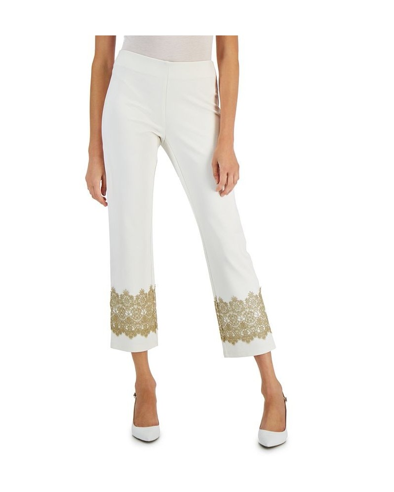 Petite Lace-Hem Ponte Pants Neo Natural $17.28 Pants