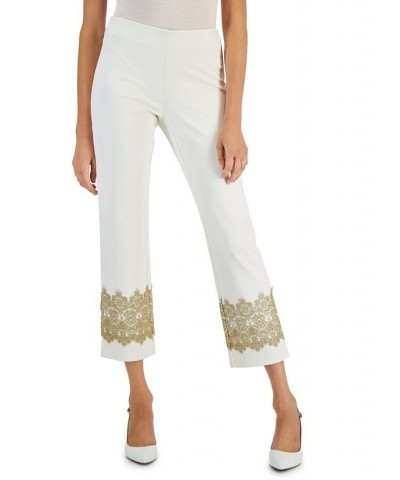 Petite Lace-Hem Ponte Pants Neo Natural $17.28 Pants