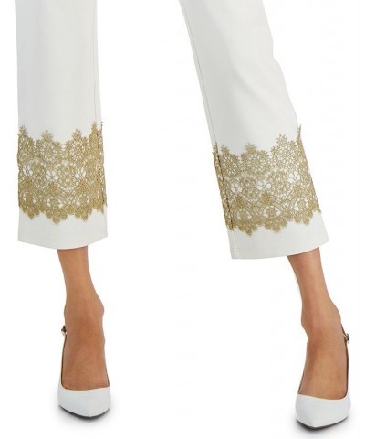 Petite Lace-Hem Ponte Pants Neo Natural $17.28 Pants