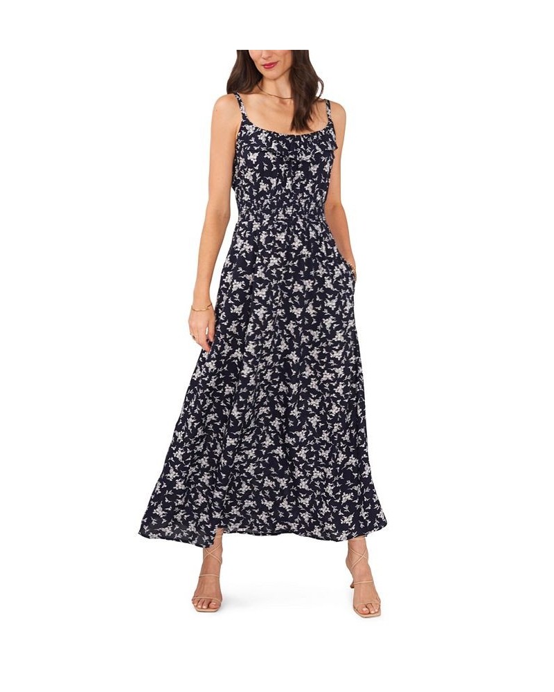 Women's Sleeveless Ruffle Printed Maxi Dress Scattered Blooms $27.73 Dresses