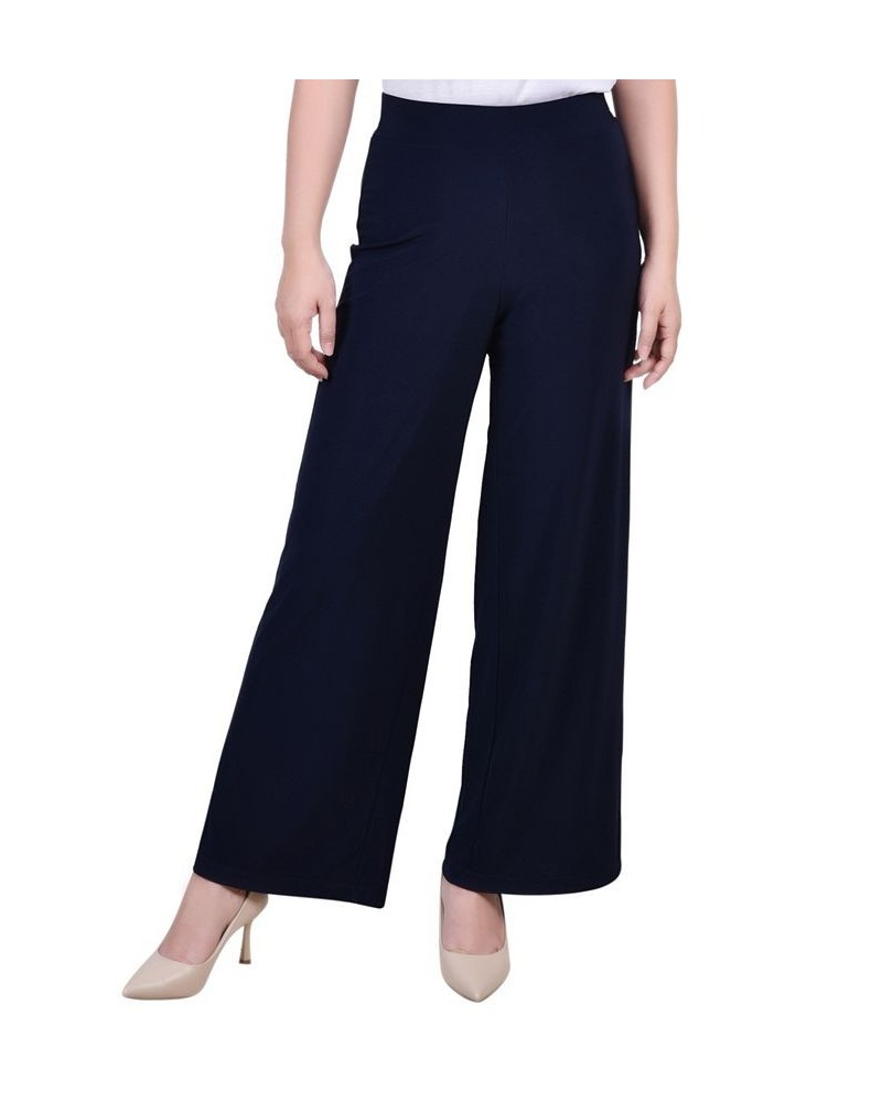 Petite Short Mid Rise Pull On Wide-Leg Palazzo Pant Navy $15.04 Pants