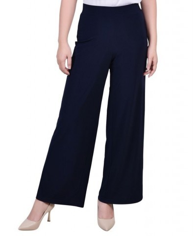 Petite Short Mid Rise Pull On Wide-Leg Palazzo Pant Navy $15.04 Pants