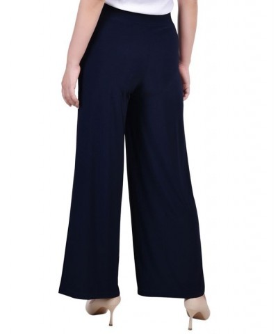 Petite Short Mid Rise Pull On Wide-Leg Palazzo Pant Navy $15.04 Pants