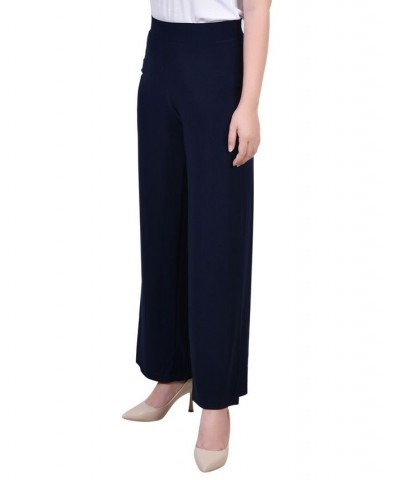 Petite Short Mid Rise Pull On Wide-Leg Palazzo Pant Navy $15.04 Pants