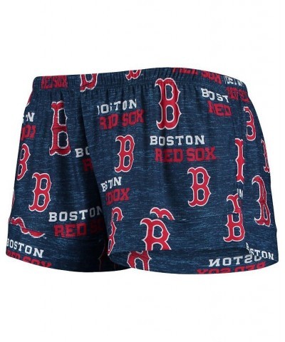 Women's Navy Boston Red Sox Zest Allover Print Button-Up Shirt and Shorts Sleep Set Navy $28.55 Pajama