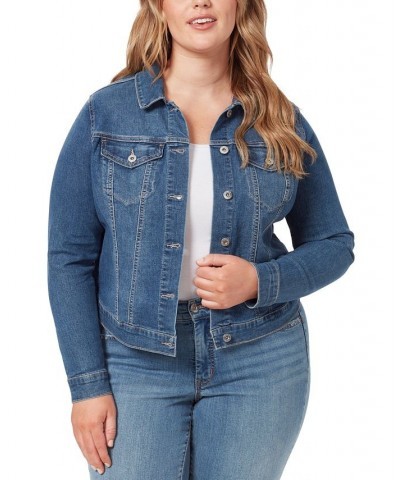 Trendy Plus Size Denim Jacket Tie-Front Blouse & Soft Pants Mercer $22.94 Pants