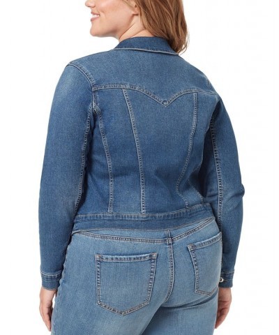 Trendy Plus Size Denim Jacket Tie-Front Blouse & Soft Pants Mercer $22.94 Pants